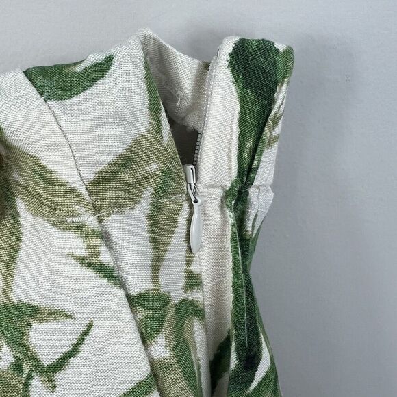 J Jill Linen Blend Cropped Wide Leg Pants S Bamboo Leaves Cream Green - Picture 7 of 15